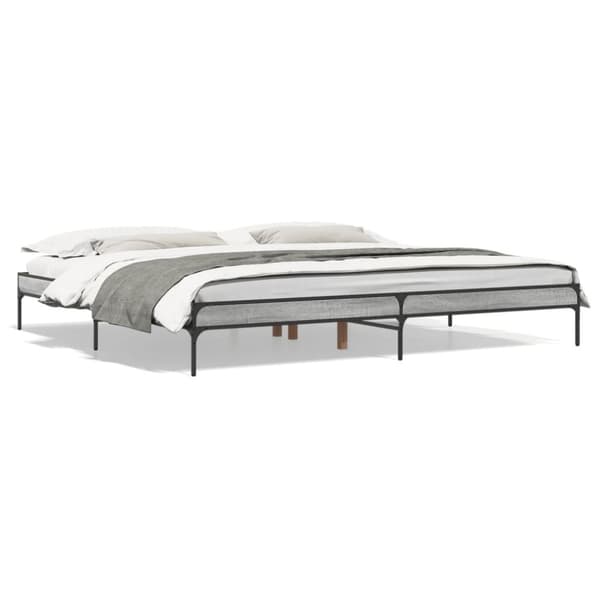 vidaXL sengestel 180x200 cm konstrueret træ og metal grå sonoma-eg