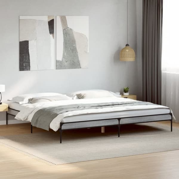 vidaXL sengestel 180x200 cm konstrueret træ og metal grå sonoma-eg