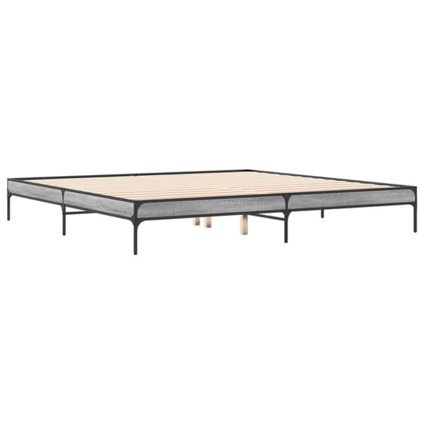 vidaXL sengestel 180x200 cm konstrueret træ og metal grå sonoma-eg
