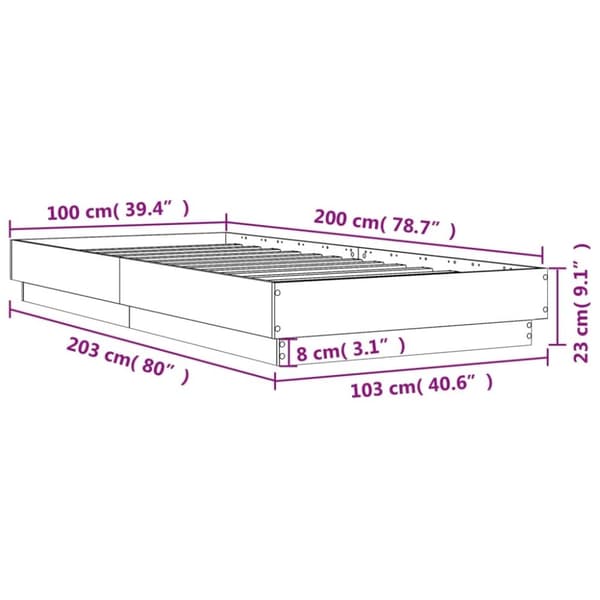 vidaXL Sengeramme hvit 100x200 cm konstruert tre
