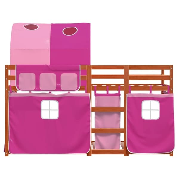 vidaXL Loftsäng med rutschkana rosa 90x190 cm massiv furu
