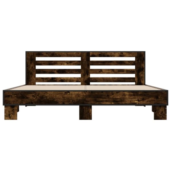 vidaXL Sängynrunko savutammi 200x200 cm tekninen puu ja metalli