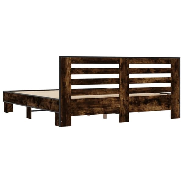 vidaXL Sängynrunko savutammi 200x200 cm tekninen puu ja metalli
