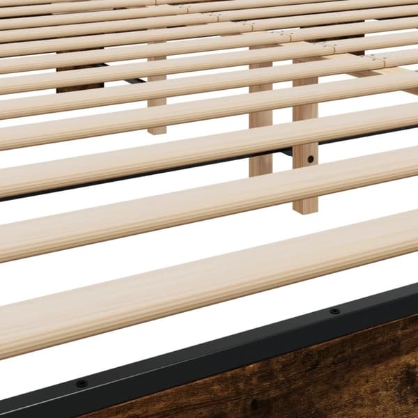 vidaXL Sängynrunko savutammi 200x200 cm tekninen puu ja metalli