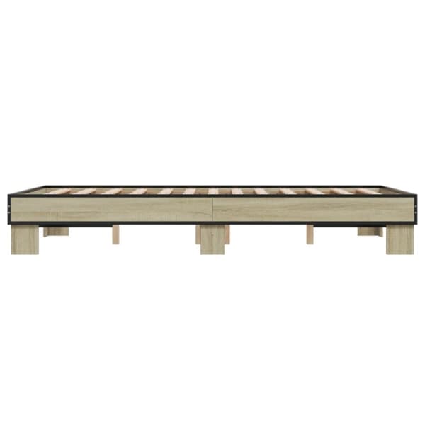 vidaXL sengestel 120x190 cm konstrueret træ og metal sonoma-eg