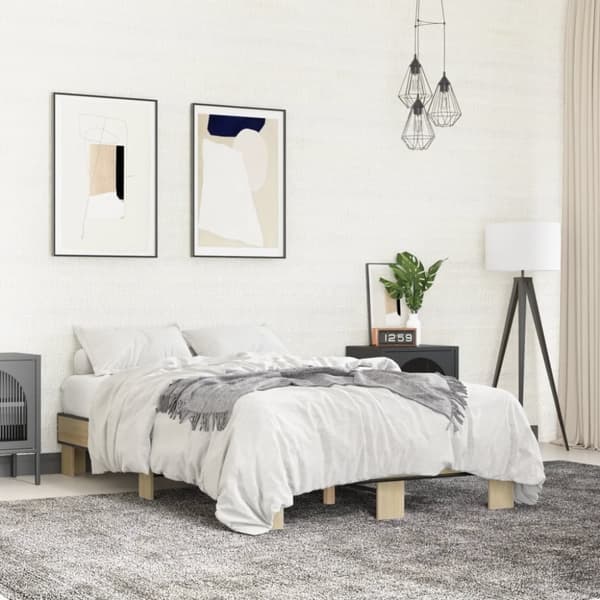 vidaXL Sengeramme sonoma eik 120x190 cm konstruert tre og metall