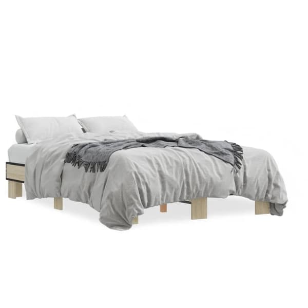 vidaXL Sengeramme sonoma eik 120x190 cm konstruert tre og metall