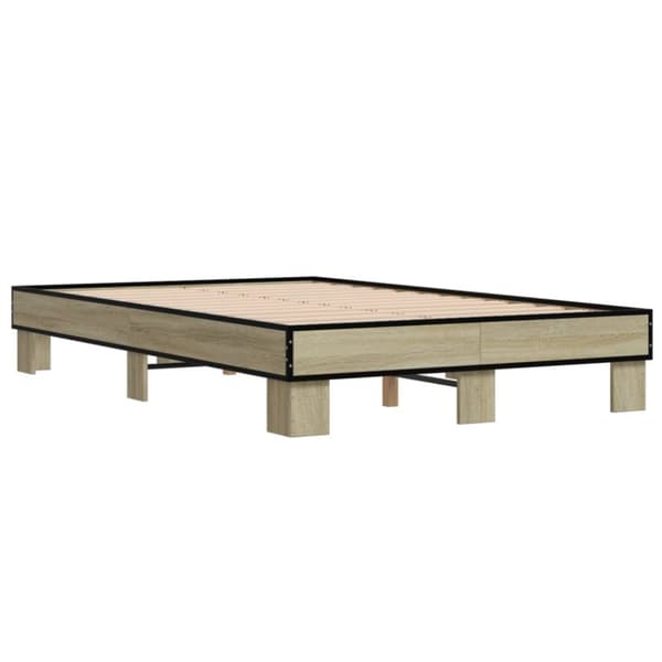 vidaXL Sengeramme sonoma eik 120x190 cm konstruert tre og metall