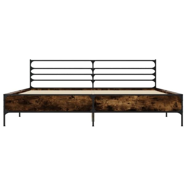vidaXL Sengeramme røkt eik 180x200 cm konstruert tre og metall