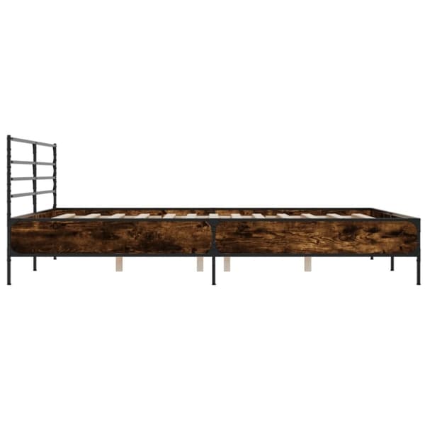 vidaXL Sengeramme røkt eik 180x200 cm konstruert tre og metall