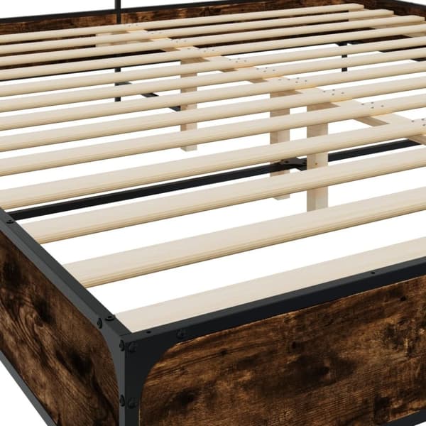 vidaXL Sengeramme røkt eik 180x200 cm konstruert tre og metall