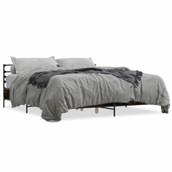 vidaXL Sengeramme røkt eik 180x200 cm konstruert tre og metall
