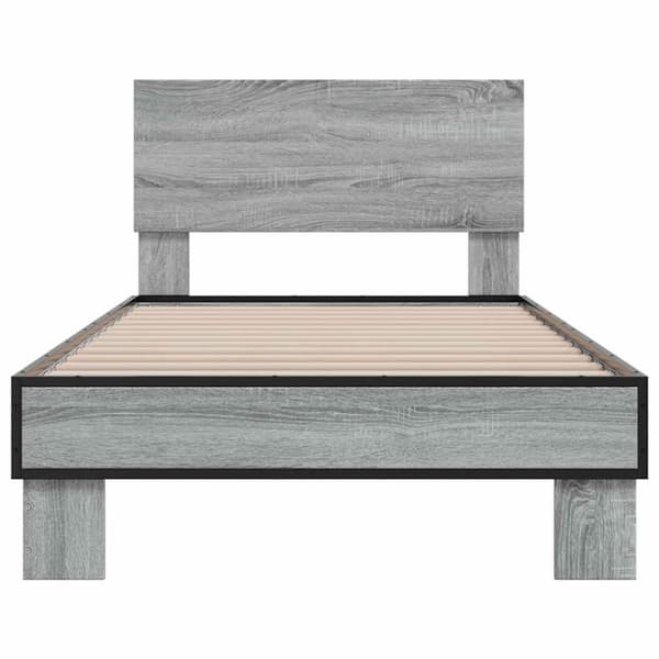 vidaXL Sengeramme grå sonoma 90x190 cm konstruert tre og metall