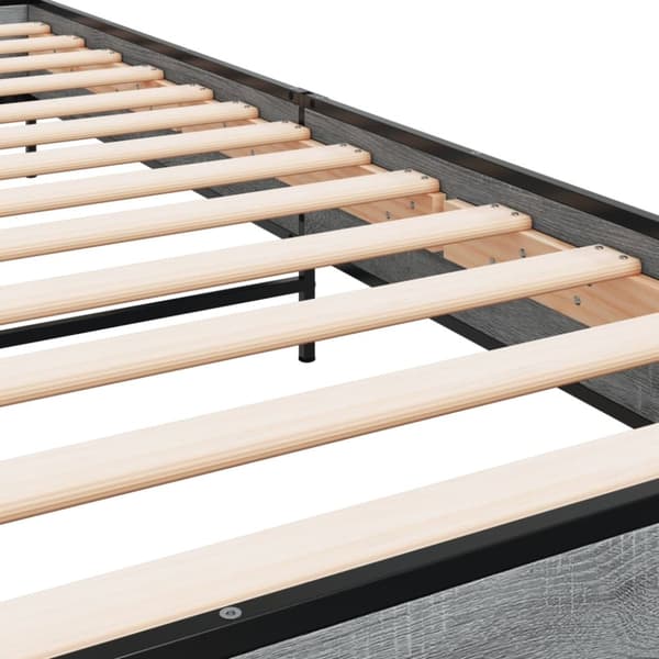 vidaXL Sengeramme grå sonoma 100x200 cm konstruert tre og metall