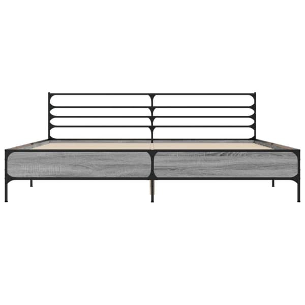 vidaXL Sengeramme grå sonoma 200x200 cm konstruert tre og metall
