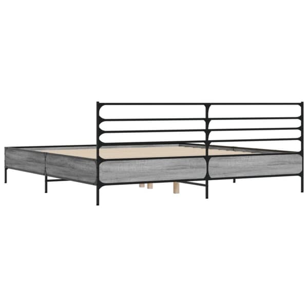 vidaXL Sengeramme grå sonoma 200x200 cm konstruert tre og metall