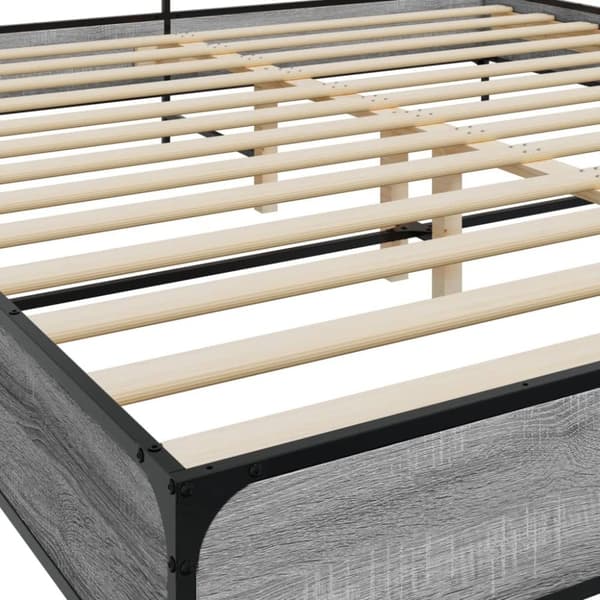 vidaXL Sengeramme grå sonoma 200x200 cm konstruert tre og metall
