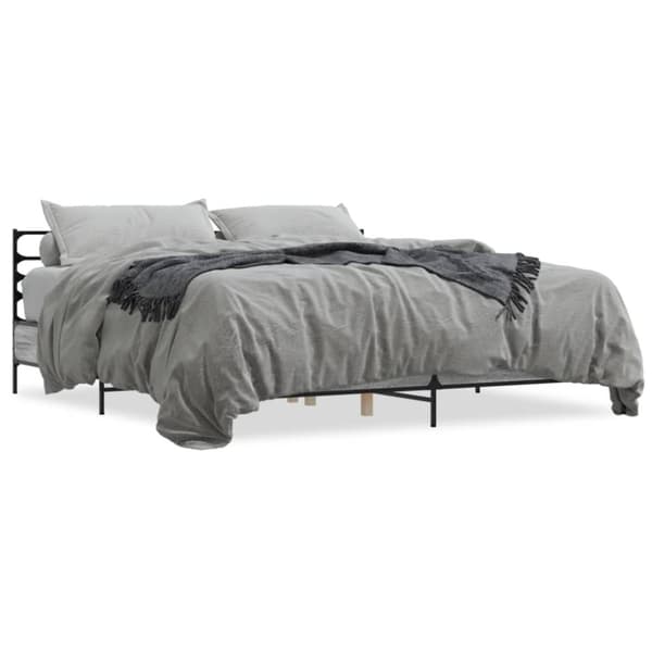 vidaXL Sengeramme grå sonoma 200x200 cm konstruert tre og metall