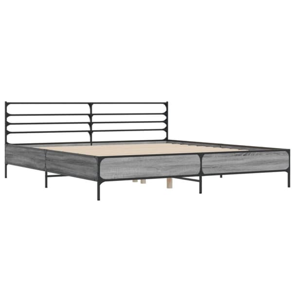 vidaXL Sengeramme grå sonoma 200x200 cm konstruert tre og metall