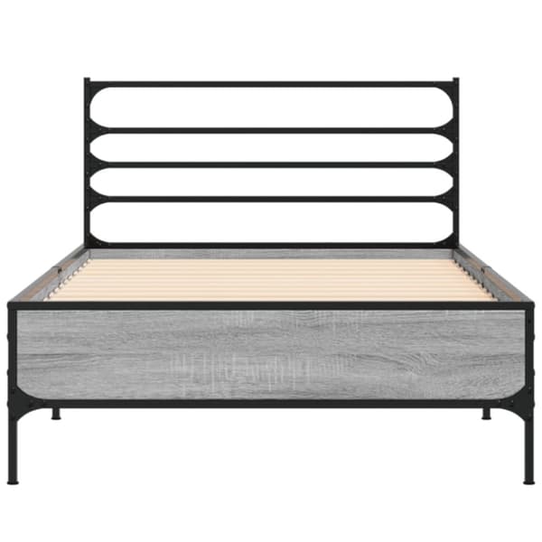 vidaXL Sängynrunko harmaa Sonoma 100x200 cm tekninen puu ja metalli