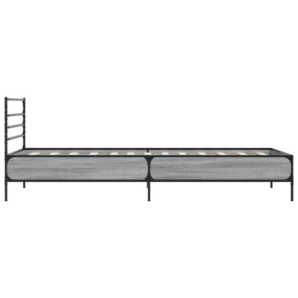 vidaXL Sängynrunko harmaa Sonoma 100x200 cm tekninen puu ja metalli