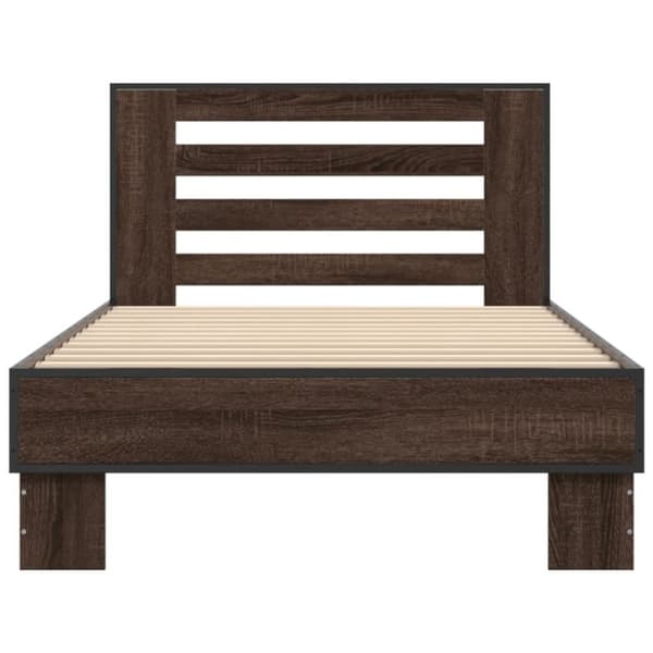 vidaXL Sengeramme brun eik 90x200 cm konstruert tre og metall