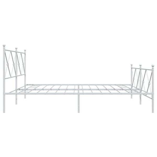 vidaXL Sengeramme i metall med hode- og fotgavl hvit 193x203 cm