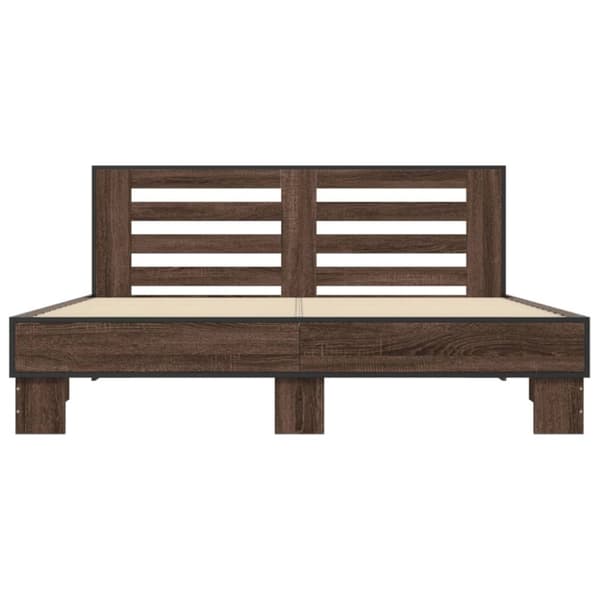 vidaXL Sengeramme brun eik 150x200 cm konstruert tre og metall