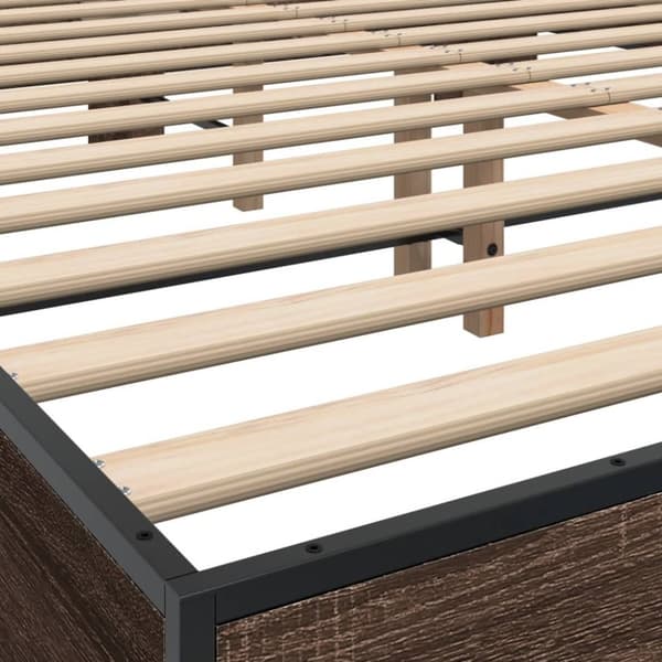 vidaXL Sengeramme brun eik 150x200 cm konstruert tre og metall