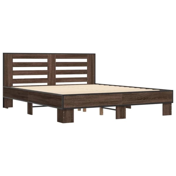 vidaXL Sengeramme brun eik 150x200 cm konstruert tre og metall