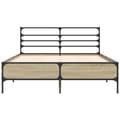 Miniatyrbilde 3 av 9: vidaXL Sengeramme sonoma eik 135x190 cm konstruert tre og metall
