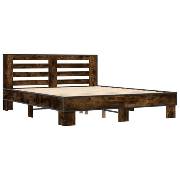 vidaXL Sengeramme røkt eik 150x200 cm konstruert tre og metall