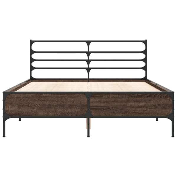 vidaXL Sengeramme brun eik 140x200 cm konstruert tre og metall