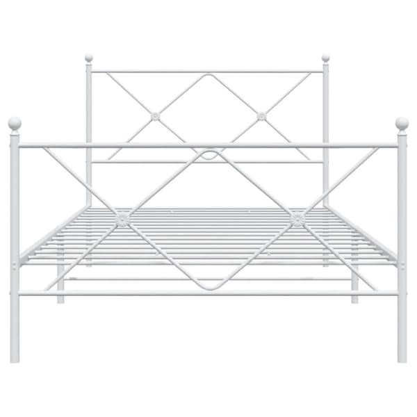vidaXL Sengeramme i metall med hode- og fotgavl hvit 100x190 cm