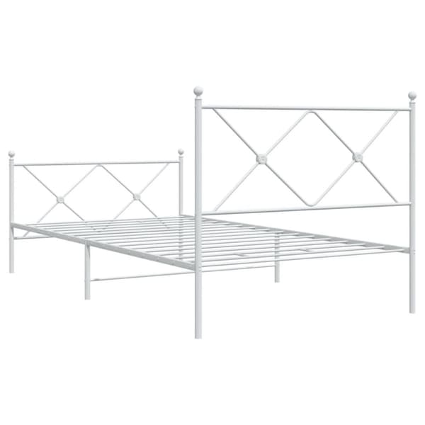 vidaXL Sengeramme i metall med hode- og fotgavl hvit 100x190 cm