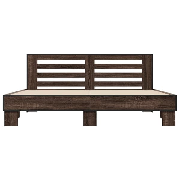 vidaXL Sengeramme brun eik 200x200 cm konstruert tre og metall