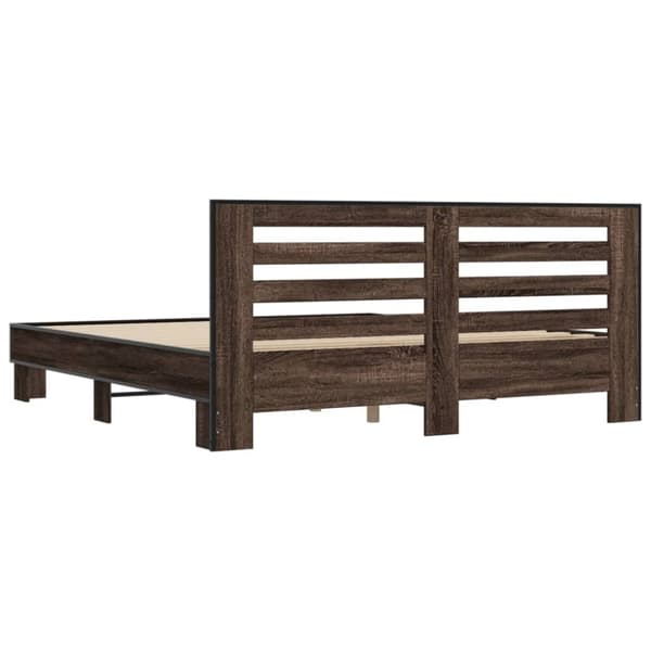 vidaXL Sengeramme brun eik 200x200 cm konstruert tre og metall