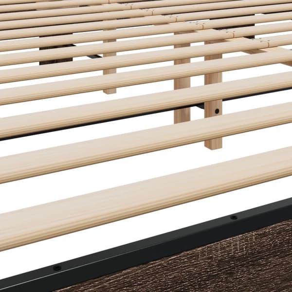 vidaXL Sengeramme brun eik 200x200 cm konstruert tre og metall