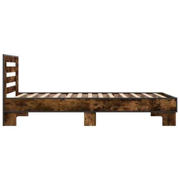vidaXL Sängynrunko savutammi 90x200 cm tekninen puu ja metalli
