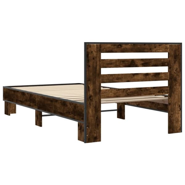vidaXL Sängynrunko savutammi 90x200 cm tekninen puu ja metalli