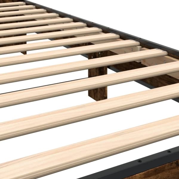 vidaXL Sängynrunko savutammi 90x200 cm tekninen puu ja metalli
