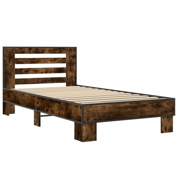 vidaXL Sängynrunko savutammi 90x200 cm tekninen puu ja metalli