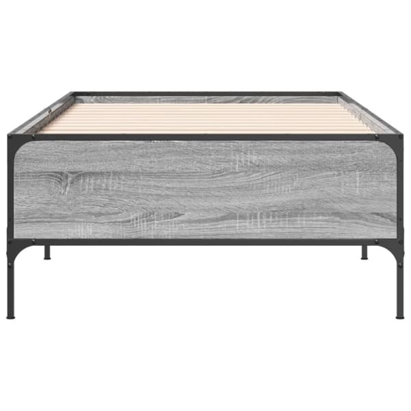 vidaXL Sängynrunko harmaa Sonoma 75x190 cm tekninen puu ja metalli