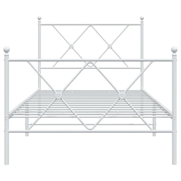vidaXL Sengeramme i metall med hode- og fotgavl hvit 90x190 cm