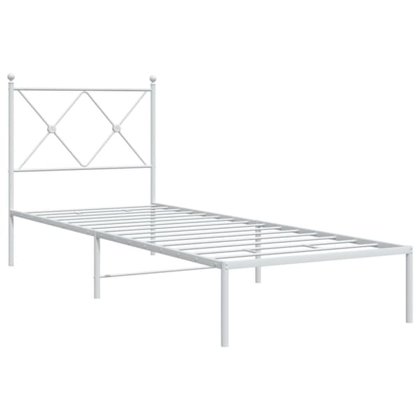 vidaXL Metallinen sängynrunko päädyllä valkoinen 80x200 cm