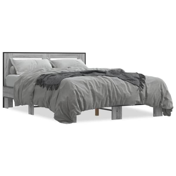 vidaXL Sengeramme grå sonoma 120x190 cm konstruert tre og metall