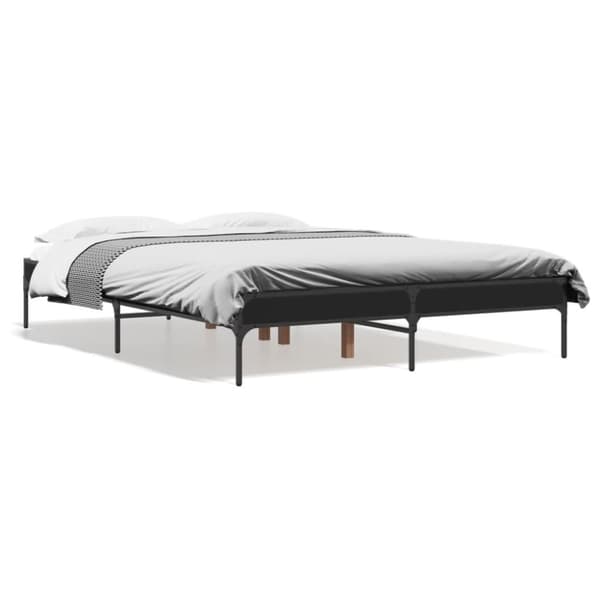vidaXL sengestel 135x190 cm konstrueret træ og metal sort