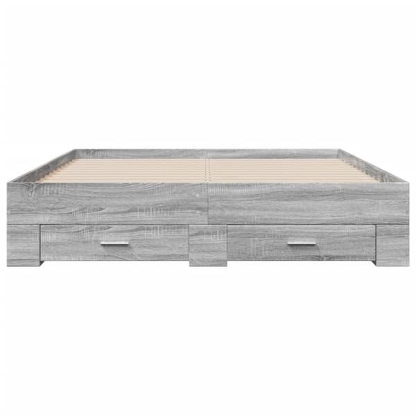 vidaXL Sengeramme med skuffer grå sonoma 140x200 cm konstruert tre