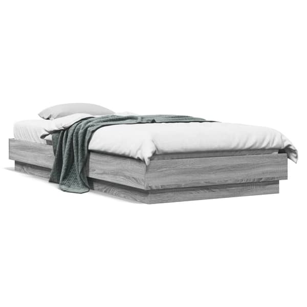 vidaXL Sengeramme grå sonoma 100x200 cm konstruert tre