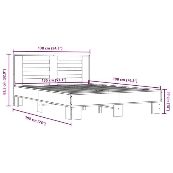 vidaXL Sengeramme svart 135x190 cm konstruert tre og metall